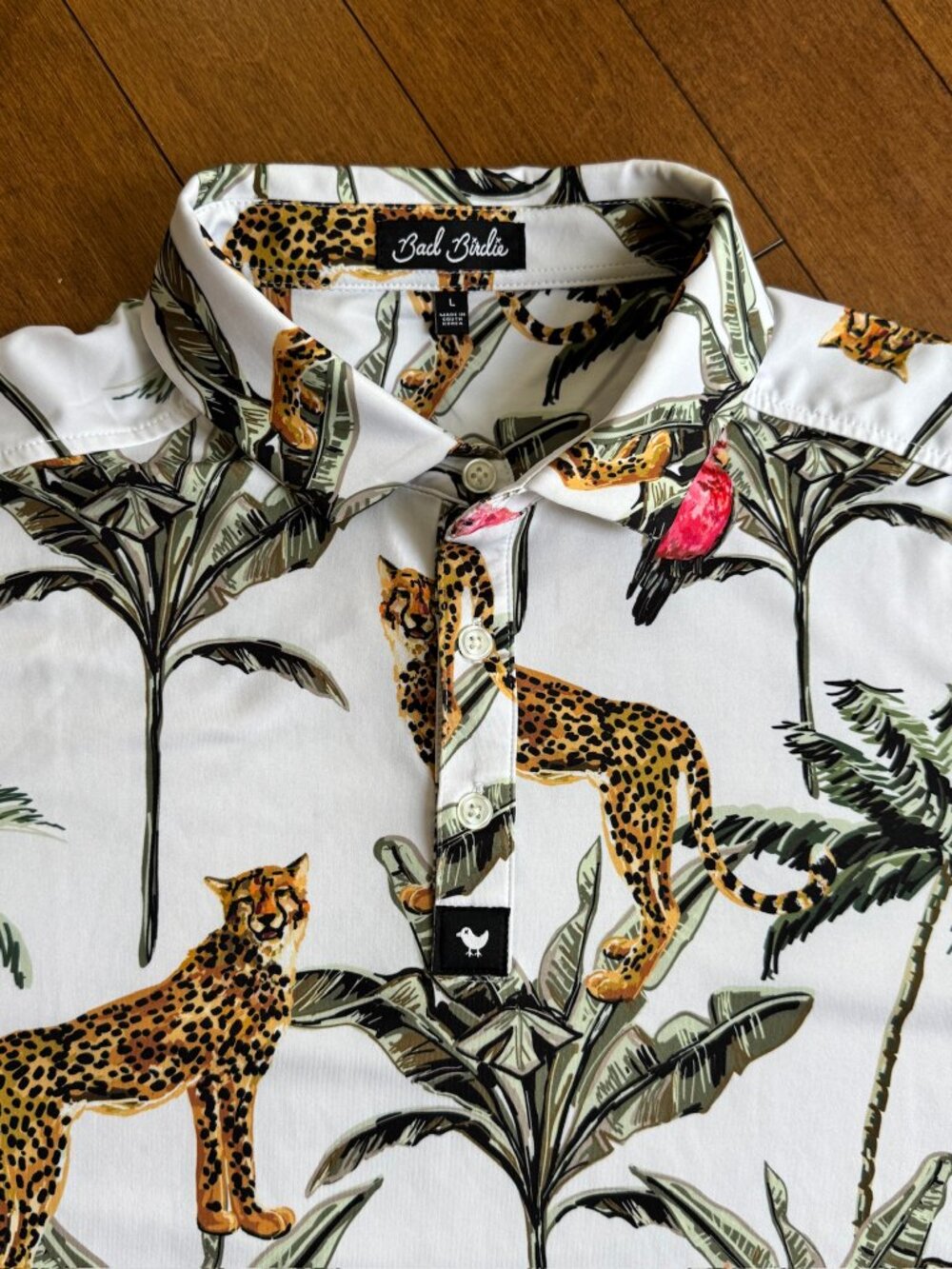 Bad Birdie "Wildlife" Leopard & Tropical Jungle Performance Golf Polo - Large